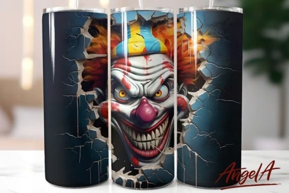 3D Halloween Tumbler Wrap: Scary Clown Design