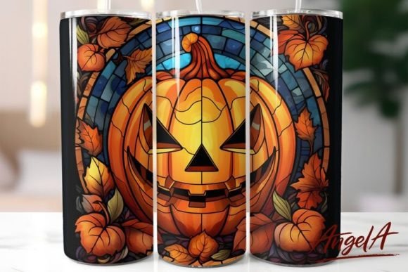 3D Stained Glass Pumpkin Tumbler Design