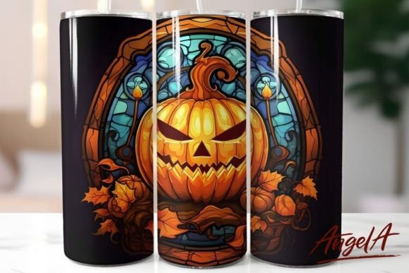 3D Stained Glass Pumpkin Tumbler Wrap