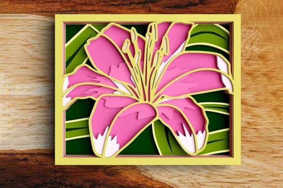 3D Tiger Lily Flower SVG DXF 7 Layer Guide
