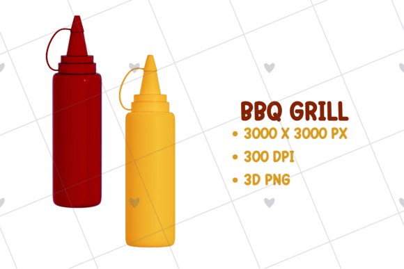 BBQ Grill 3D Sauce Bottle Clipart