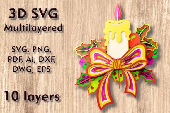 Christmas Candle 3D SVG Laser Cut Files