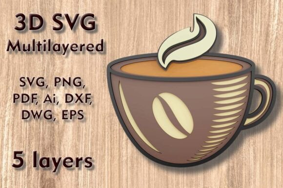 Coffee Mug 3D SVG Multilayer Laser Files