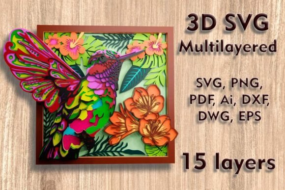 Crafting Depth: The Art of Hummingbird 3D SVG Multilayered Files