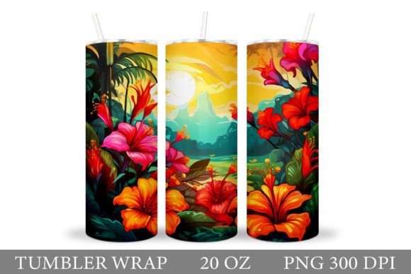 Elevating Drinkware with Tropical Flowers Tumbler Design