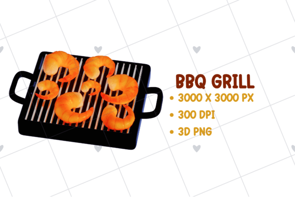 Enhancing Digital Designs with BBQ Grill – Shrimp 3D PNG Clipart