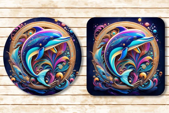 Ethereal Magic Dolphin Coaster Design