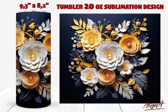 Floral Tumbler Wrap White Flowers: Elevating Sublimation Design with 3D Aesthetics