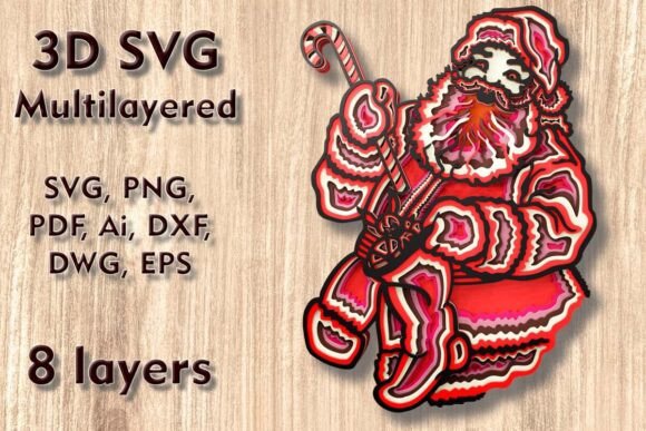 Santa 3D SVG Multilayer Laser Cut File