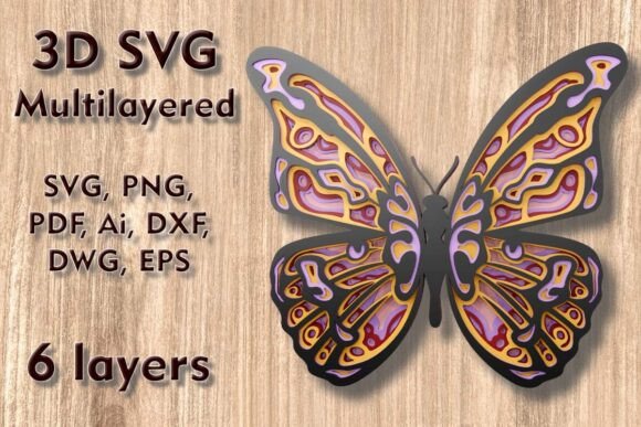 Stunning Butterfly 3D SVG Multilayer File